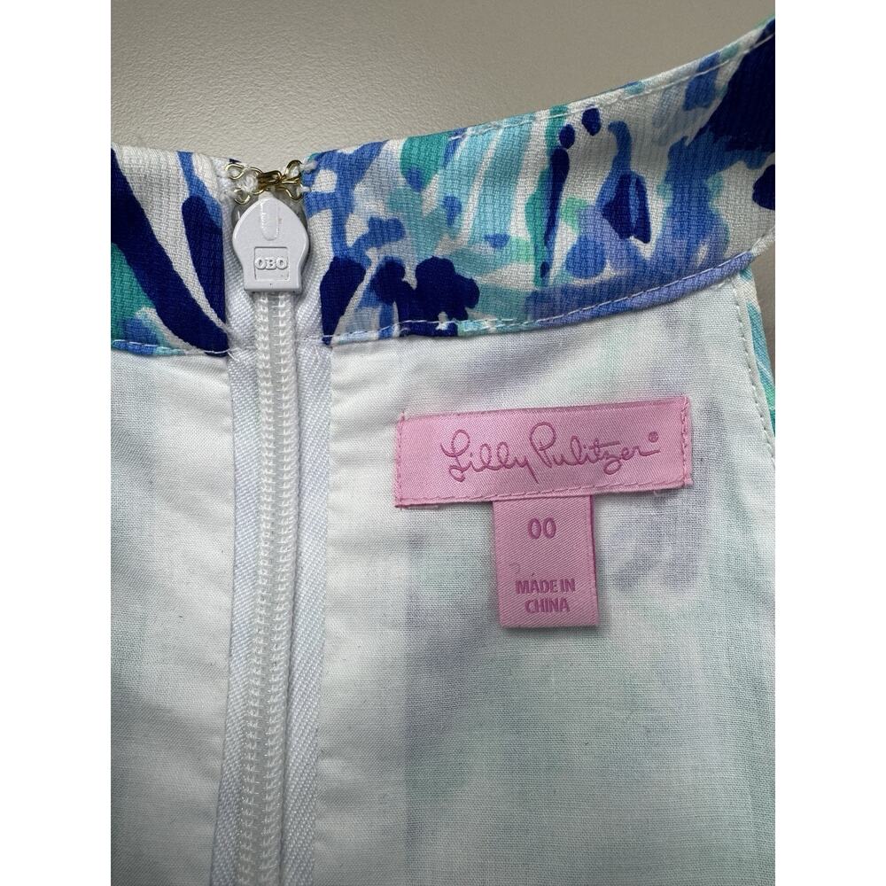 Lilly Pulitzer Ashlyn Shift Dress 00 Turquoise Blue‎ Elephant Appeal Tropical - Picture 11 of 16